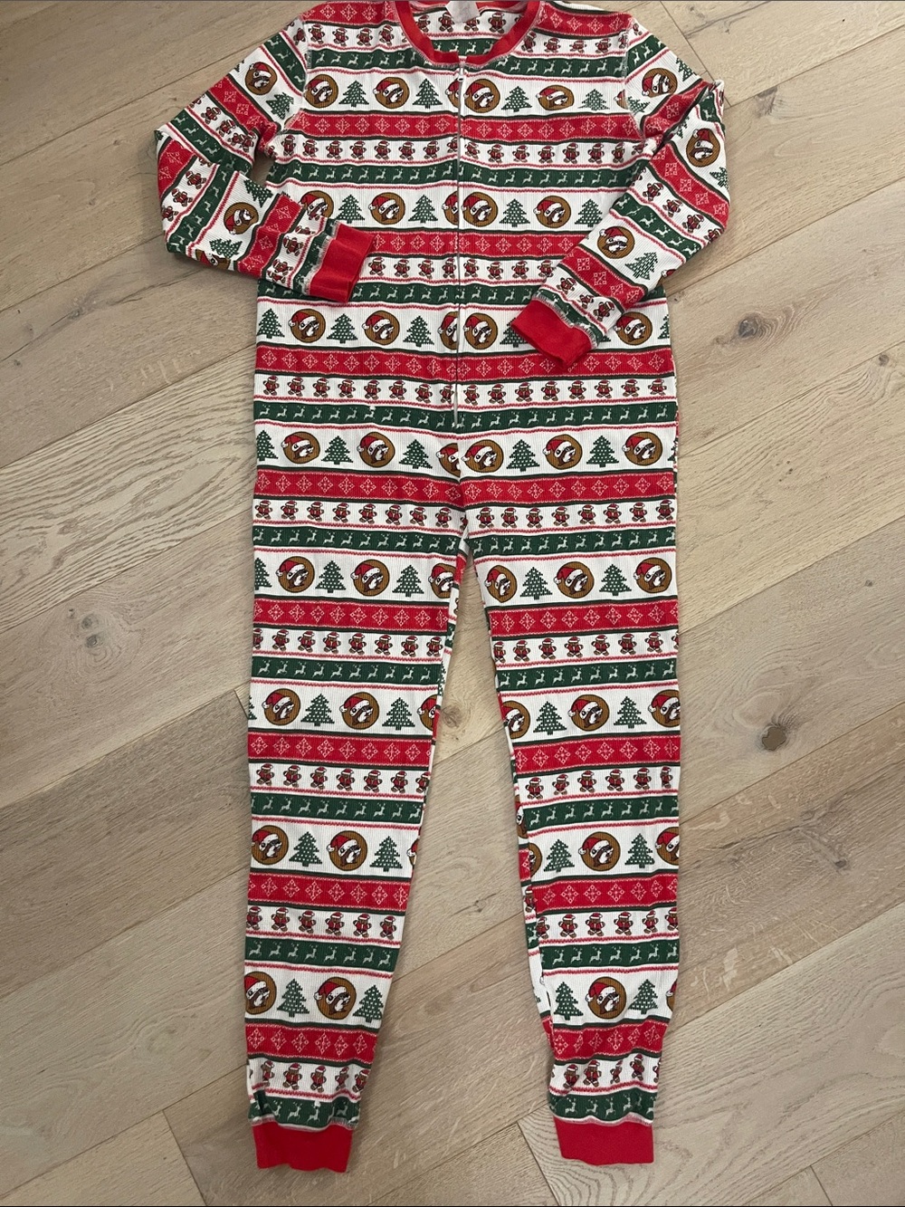 BUC-EES Christmas print holiday one piece pajama womens size XL